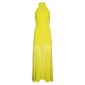 Elisabetta Franchi Yellow Sheer Halter Gown